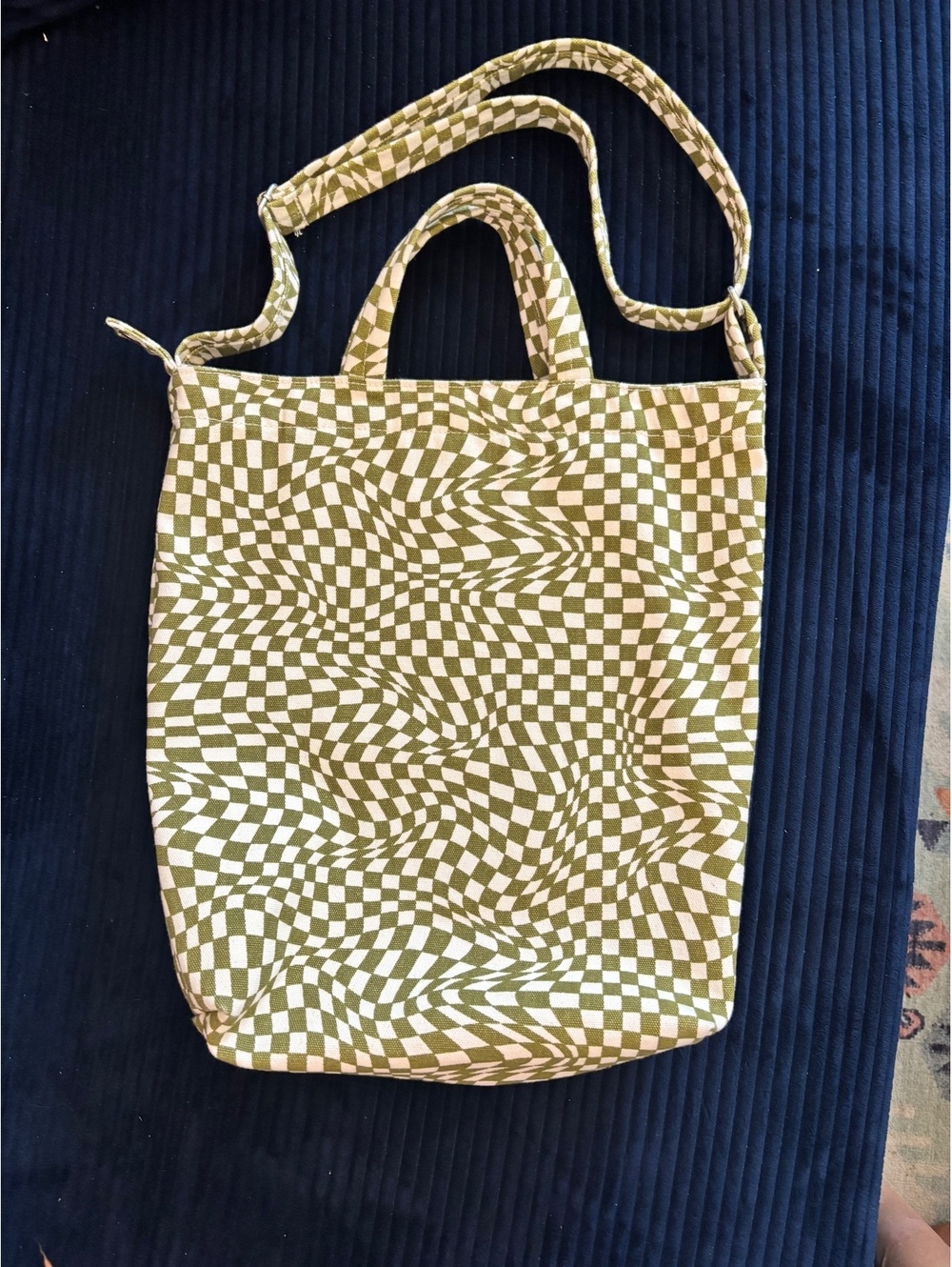 BAGGU discontinued Duck Bag In Moss Trippy Checker Print